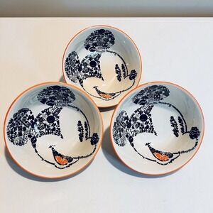Disney Mickey Mouse Cereal Snack Tidbit Bowls Mickey's Head Set Of 3